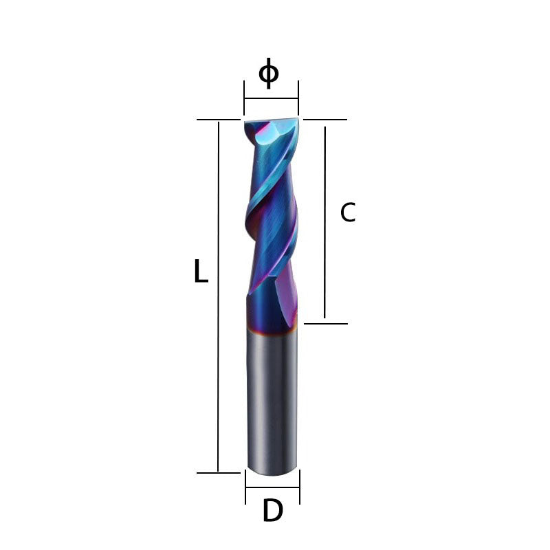 65 degree 2-blade keyway milling cutter tungsten steel alloy end milling cutter high hardness blue nano coated stainless steel CNC cutting tool Shandong Denso Pricision Tools Co.,Ltd.